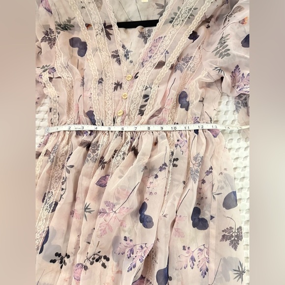 POL Floral Long Sleeve Chiffon Dress in Pink/Purple - Picture 12 of 12